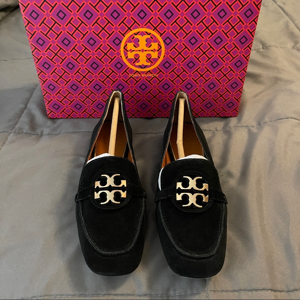 NIB Tory Burch Miller Metal Black Suede Loafers